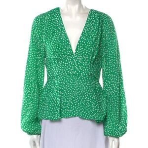 RIXO Floral Print V-Neck Blouse
